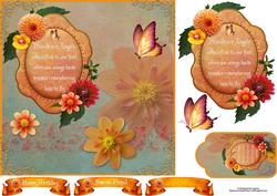 Friendship Dahlias with Decoupage, Verse & Tag