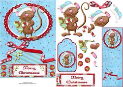 Merry Christmouse with Decoupage, Bookmark & Tag