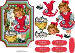 Sweet Little Vintage Girl Plaque with Decoupage