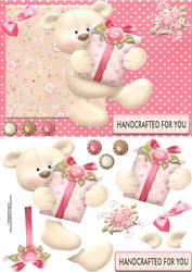 Handcrafted for You Bear with Decoupage