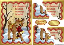 Cute Christmas Reindeer Scene with Duo Corner Stacker