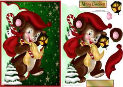Christmas Post Mouse Envelope Card with Decoupage