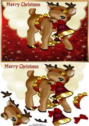 Cute Christmas Reindeer Envelope Card with Decoupage