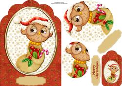 Christmas Owl Fancy Top with Pyramage and Tag