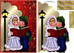 Christmas Children Carollers Envelope Card