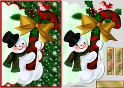 Candy Cane Snowman Envelope Card