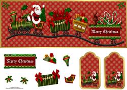 Santa's Train Large Dl with Decoupage & Tags