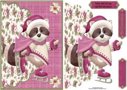 Christmas Skating Skunk Envelope Card