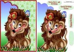 Lion & Birdie Birthday Envelope Card