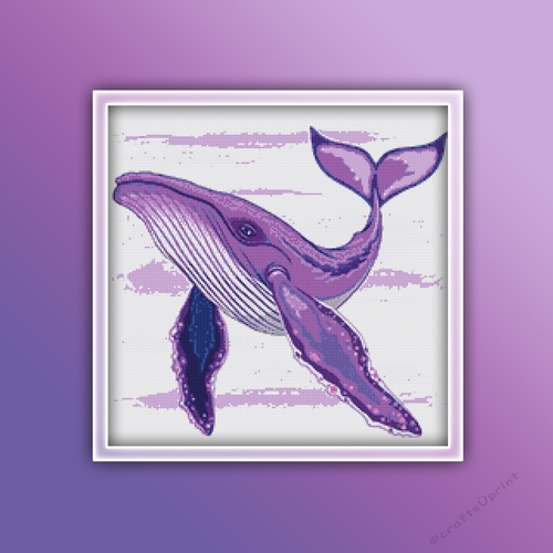 Purple Whale 1 Cross Stitch Pattern