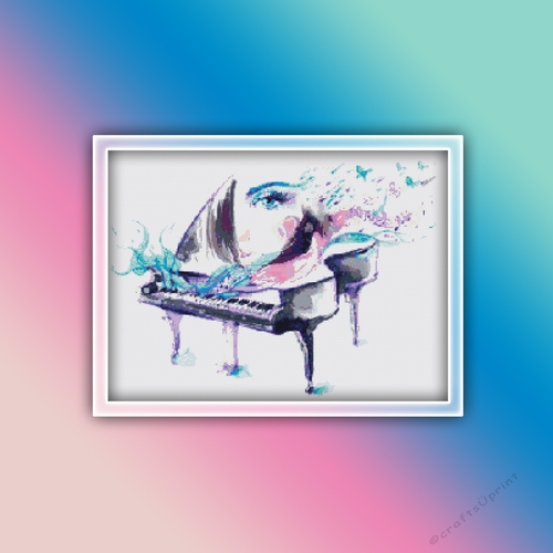 Piano 9 Cross Stitch Pattern | Music