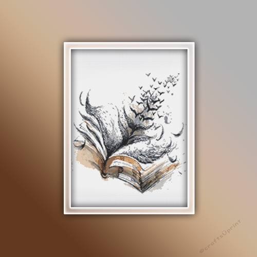 Book Cross Stitch Pattern | Books | Birds | Reading