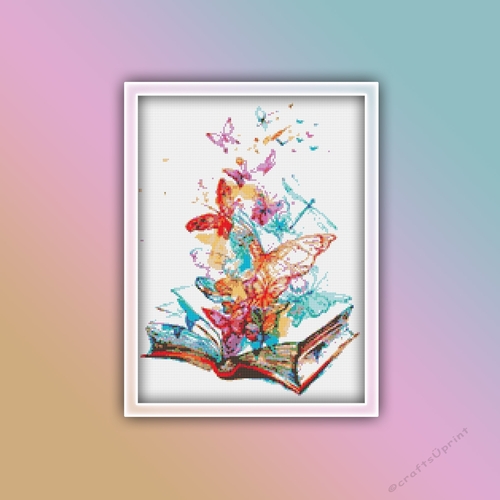 Book 2 Cross Stitch Pattern | Reading | Butterflies
