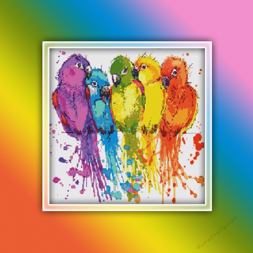 Parrots 1 Cross Stitch Pattern | Bird Cross Stitch Pattern | Parrot Cross Stitch Pattern