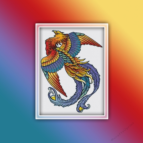 Phoenix Bird 1 Cross Stitch Pattern | Bird Cross Stitch Pattern | Mythical Bird |