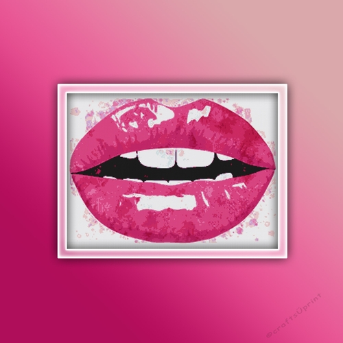 Pink Lips 1 Cross Stitch Pattern