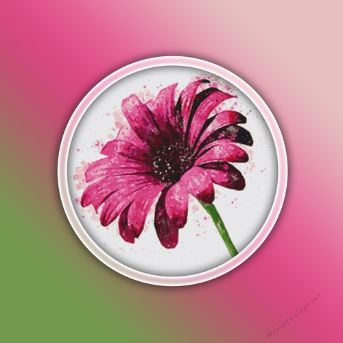 Pink Daisy Cross Stitch Pattern | Flower Cross Stitch Pattern