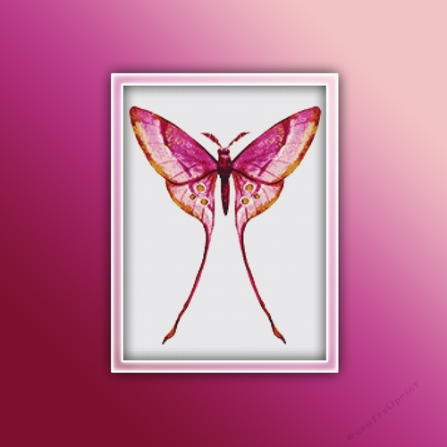 Pink Long Tail Butterfly 1 Cross Stitch Pattern | Butterfly Cross Stitch Pattern