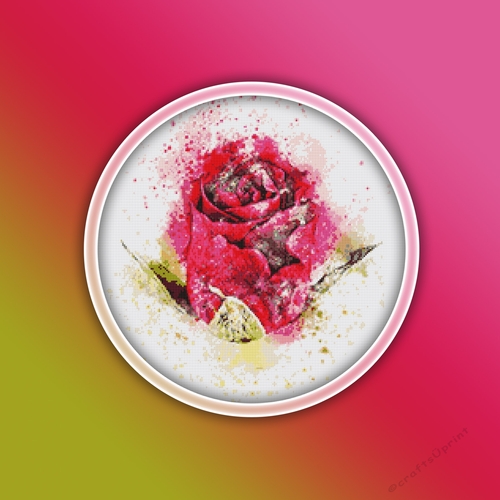 Pink Rose 1 Cross Stitch Pattern | Flower Cross Stitch Pattern