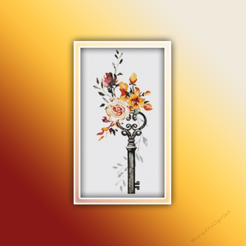 Rose Key 5 Cross Stitch Pattern | Flower Cross Stitch Pattern