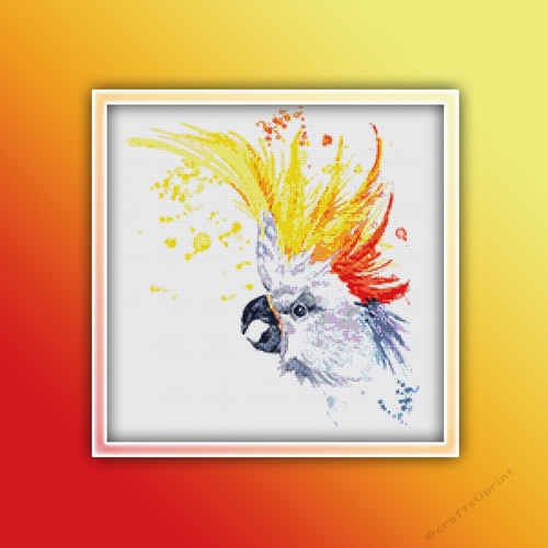 Umbrella Cockatoo 1 Cross Stitch Pattern