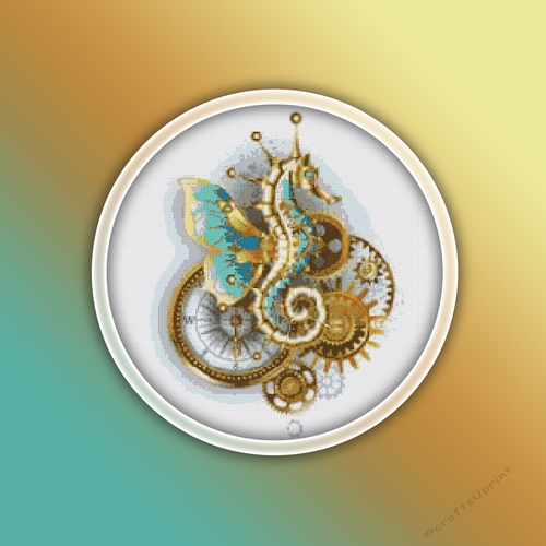 Steampunk Seahorse 1 Cross Stitch Pattern