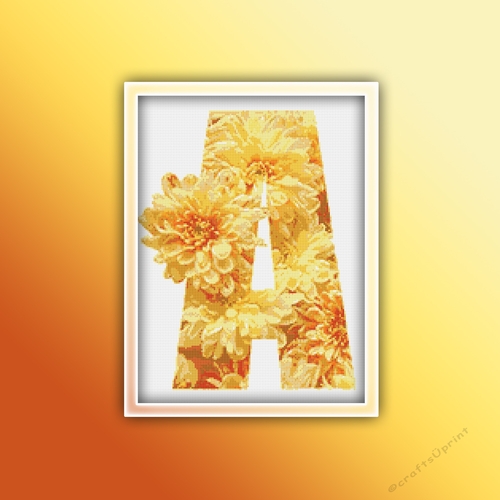 Flower A Alphabet Monogram 1 Cross Stitch Pattern PDF