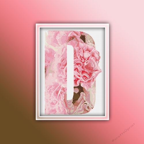 Flower D Alphabet Monogram 1 Cross Stitch Pattern PDF