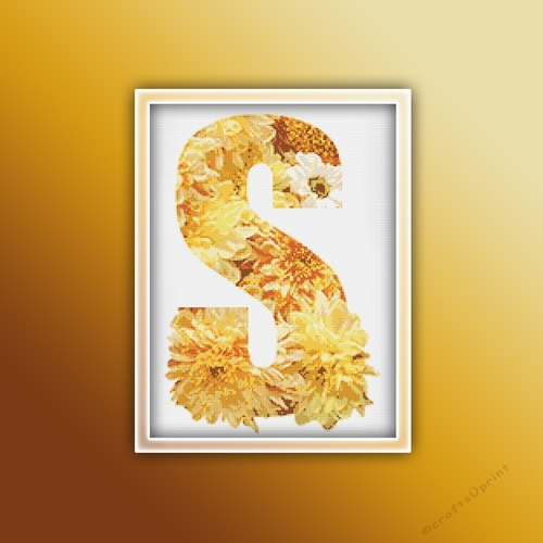 Flower S Alphabet Monogram 1 Cross Stitch Pattern PDF