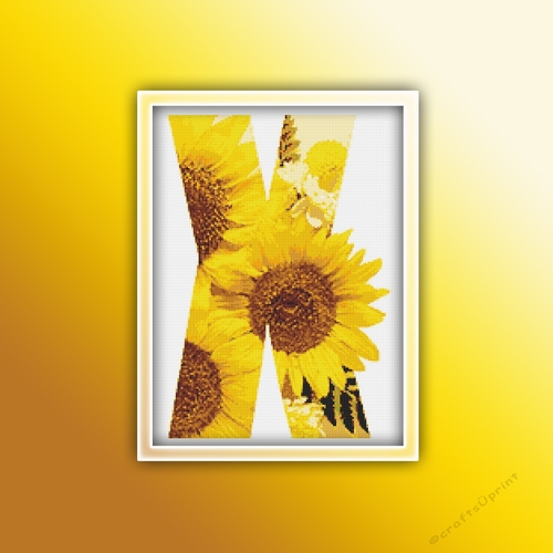 Flower X Alphabet Monogram 1 Cross Stitch Pattern PDF