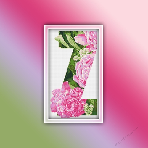 Flower Z Alphabet Monogram 1 Cross Stitch Pattern PDF