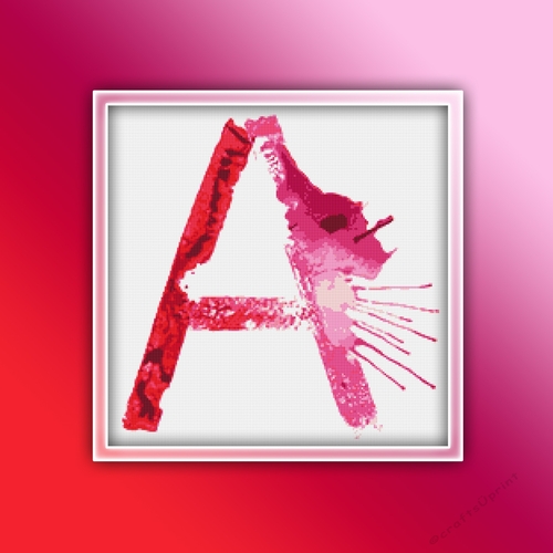 Watercolor A Alphabet Monogram 1 Cross Stitch Pattern PDF