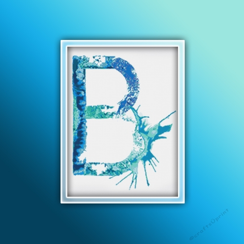 Watercolor B Alphabet Monogram 1 Cross Stitch Pattern PDF