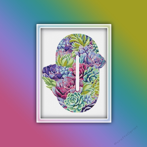 Succulent O Alphabet Letter Monogram Cross Stitch Pattern PDF