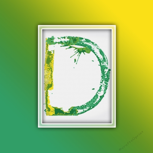 Watercolor D Alphabet Monogram 1 Cross Stitch Pattern PDF