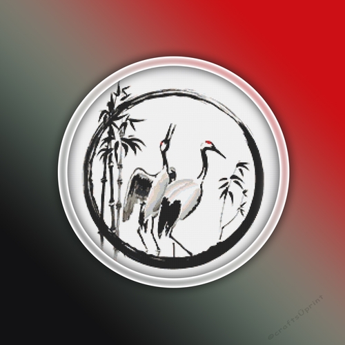 Japanese Birds 1 Cross Stitch Pattern PDF | Crane