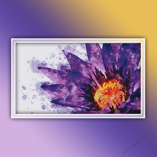 Purple Water Lily 1 Cross Stitch Pattern PDF | Flower