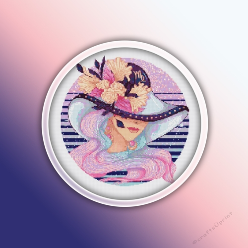 Virgo 1 Cross Stitch Pattern PDF | Zodiac | Star Sign |
