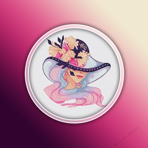 Virgo 2 Cross Stitch Pattern PDF | Zodiac | Star Sign |