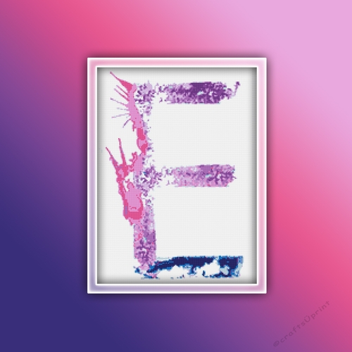 Watercolor E Alphabet Monogram 1 Cross Stitch Pattern PDF | Alphabet Letter