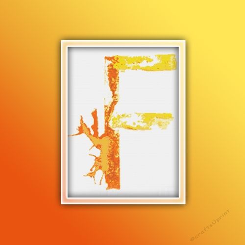 Watercolor F Alphabet Monogram 1 Cross Stitch Pattern PDF | Alphabet Letter