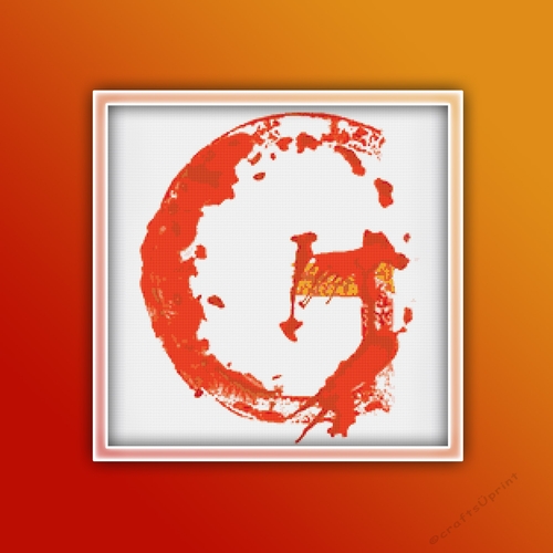 Watercolor G Alphabet Monogram 1 Cross Stitch Pattern PDF