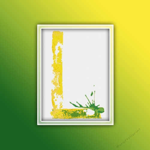 Watercolor L Alphabet Monogram 1 Cross Stitch Pattern PDF