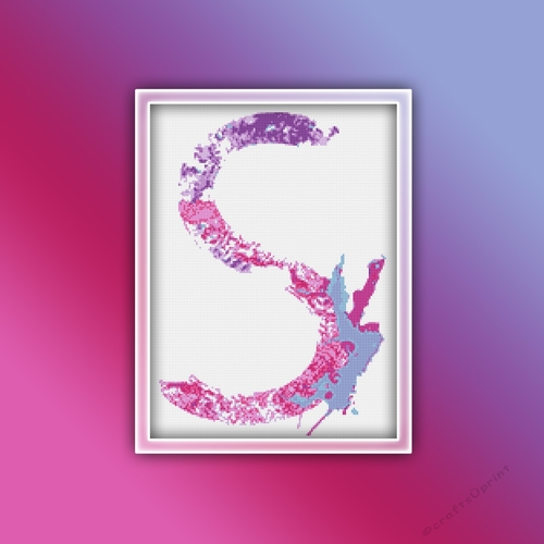 Watercolor S Alphabet Monogram 1 Cross Stitch Pattern PDF