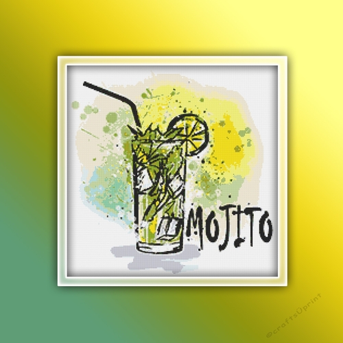 Mojito Cross Stitch Pattern | Cocktail Drink