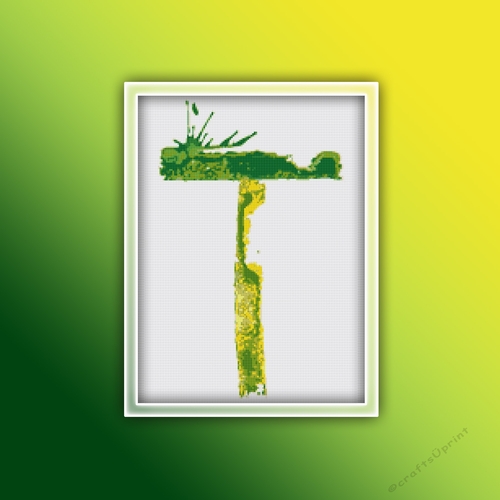 Watercolor T Alphabet Monogram 1 Cross Stitch Pattern PDF
