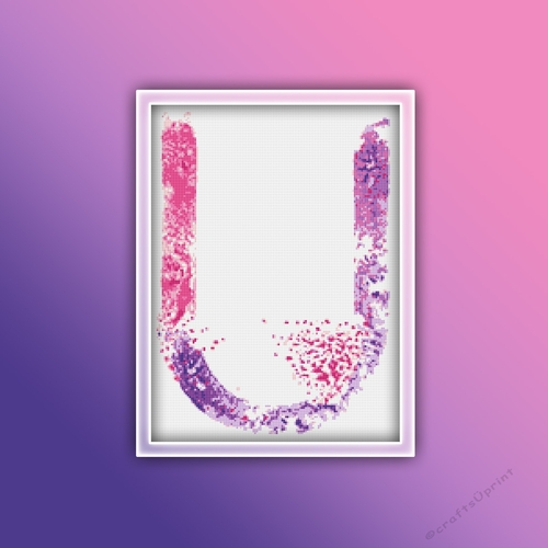 Watercolor U Alphabet Monogram 1 Cross Stitch Pattern PDF