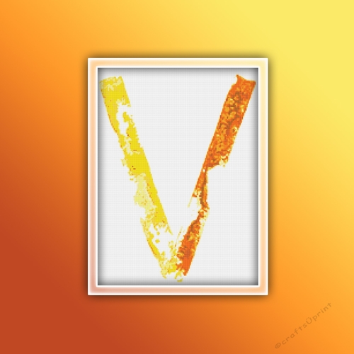 Watercolor V Alphabet Monogram 1 Cross Stitch Pattern PDF