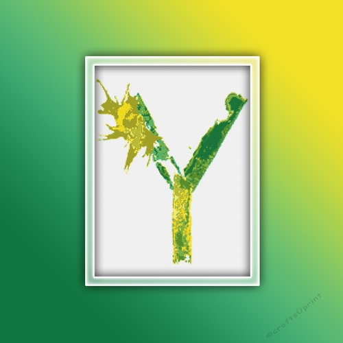 Watercolor Y Alphabet Monogram 1 Cross Stitch Pattern PDF