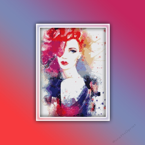 Watercolor Woman 3 Cross Stitch Pattern PDF